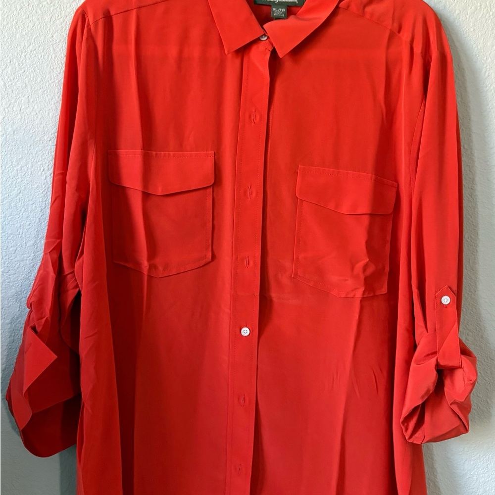 Tommy Bahama Silk Orange Button-Down Camp Shirt